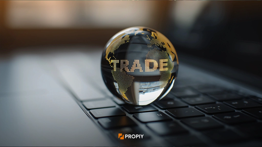 گوی کوچک با نوشته trade روی آن